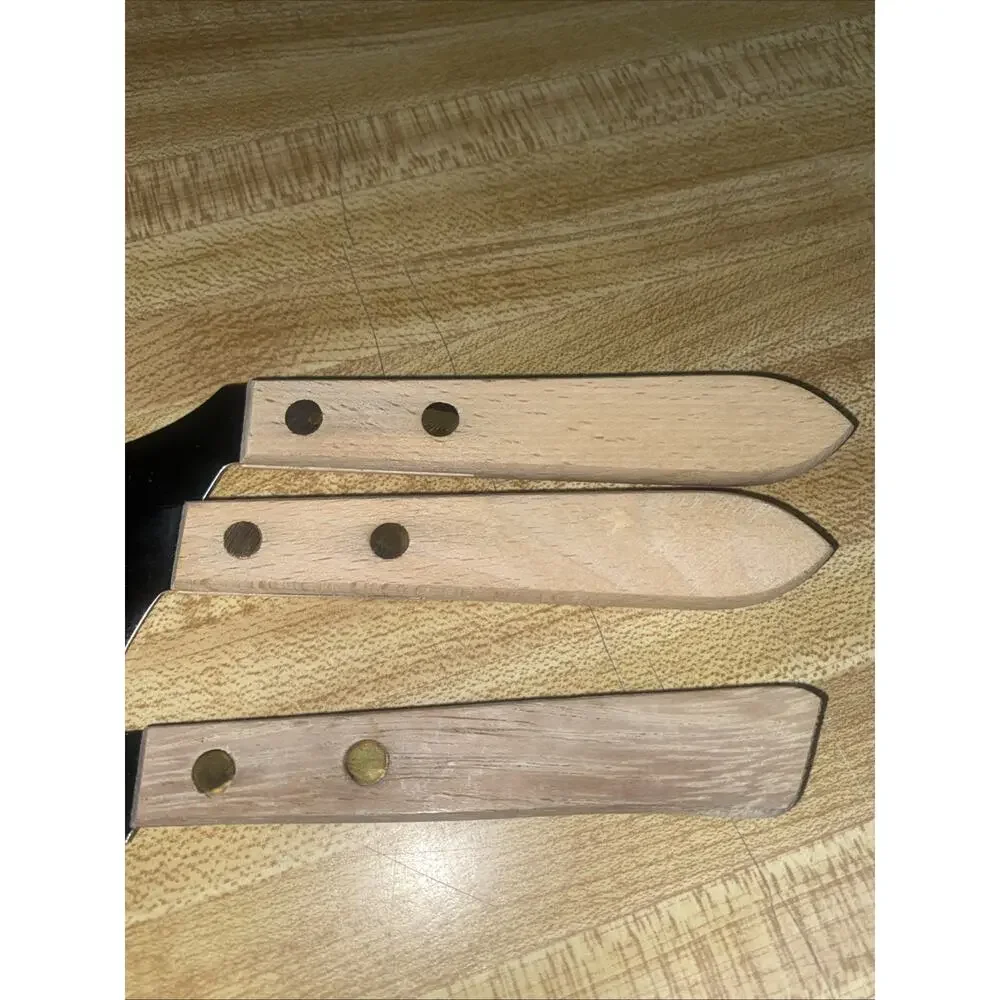 3 Cheese Knives Stainless Steel Wood Handle Vintage JAPAN Frontier Forge